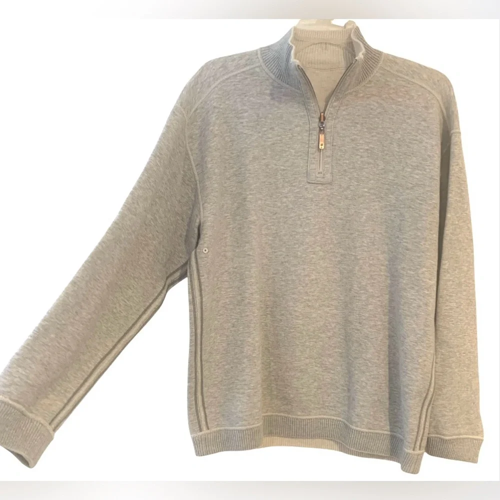 Tommy Bahama Light Gray Quarter-Zip Men's Sweater